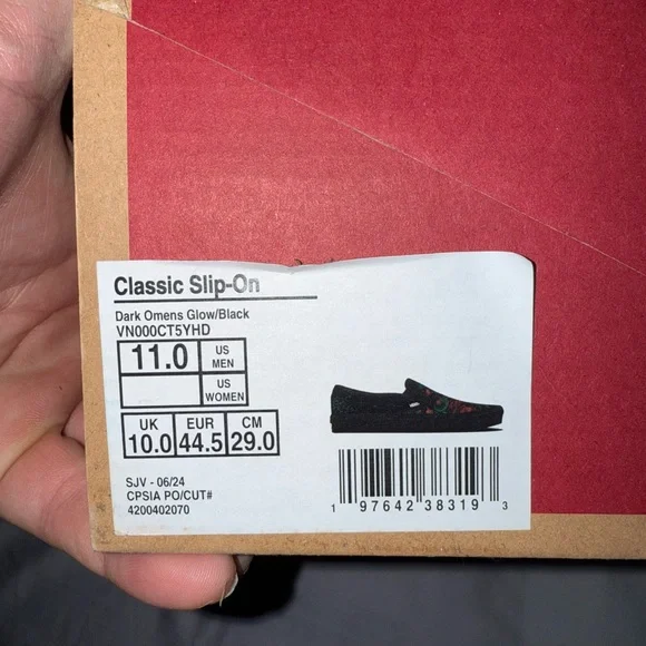 Vans Black Slip-On Shoes Evil Omens Glow In The Dark - Picture 2 of 3